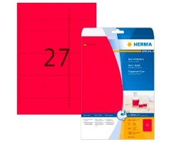 Neoon-punased kleebisetiketid Herma - 63.5x29.6mm, 20 lehte